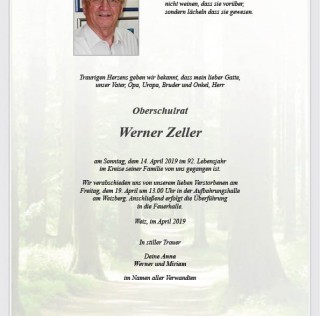 E-HBI Werner Zeller verstorben